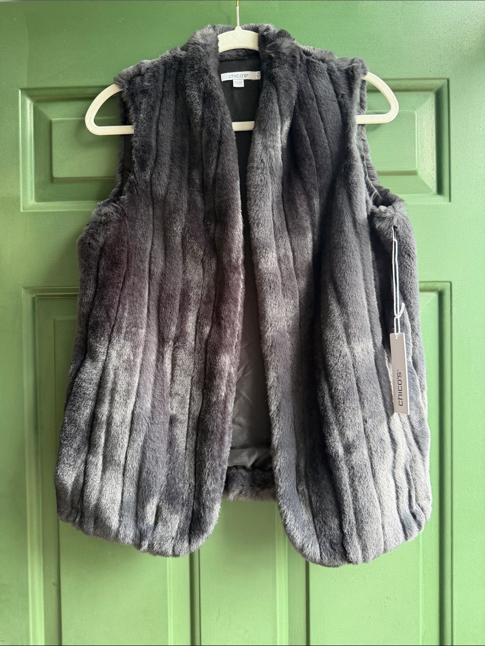 Chico's Faux Fur Vest in Charcoal